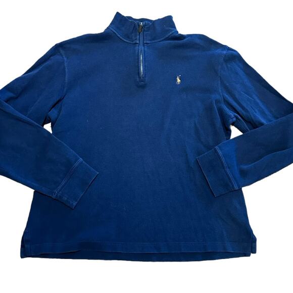 Polo Ralph Lauren Navy Men’s Large Quarter zip Pullover Shirt - Picture 1 of 8